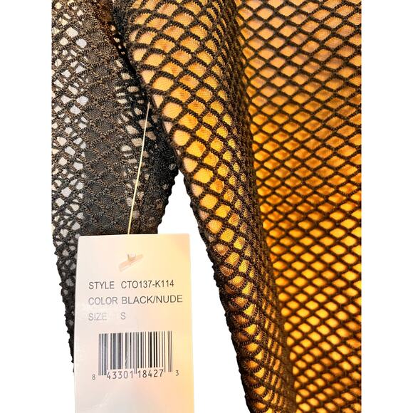 Cosmopolitan Dress The Population Mesh Long Sleeve Open Back Bodysuit S Black - Picture 3 of 11